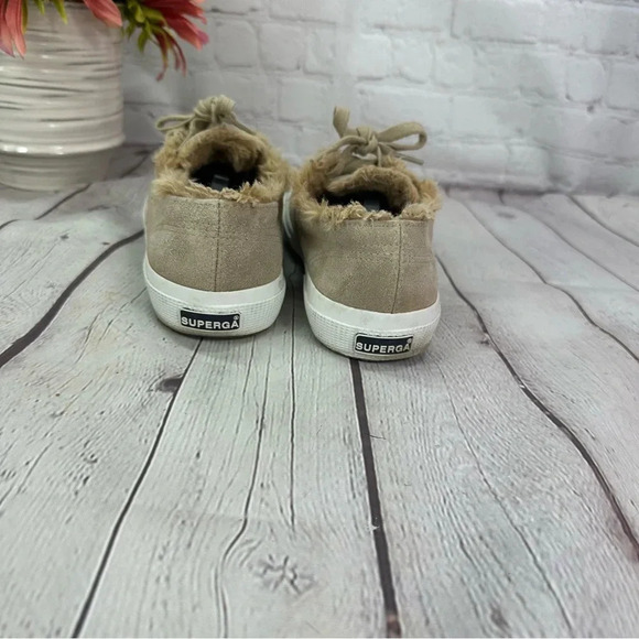 superga faux fur beige fashion sneakers EU 38 USA 7.5 - Picture 5 of 8